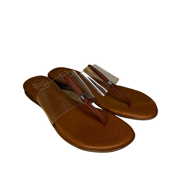 Andre Assous Nice Clear Slip On Leather Sandal NWT Size 9 - Picture 1 of 13